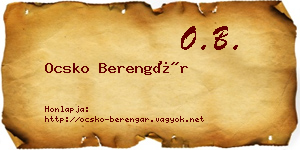 Ocsko Berengár névjegykártya